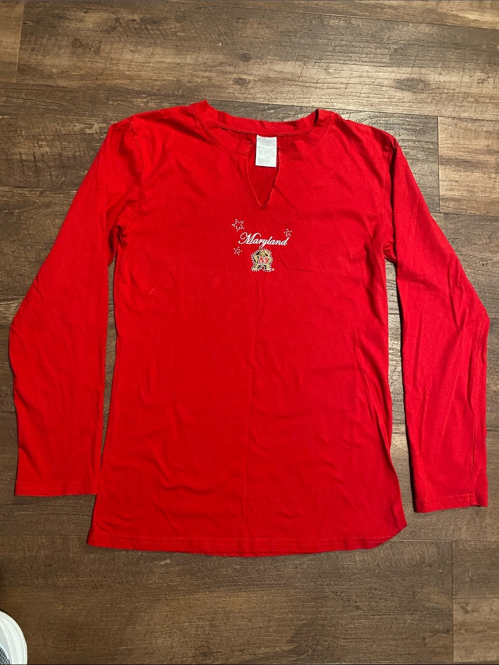 Red "Maryland University”Long Sleeve Tee